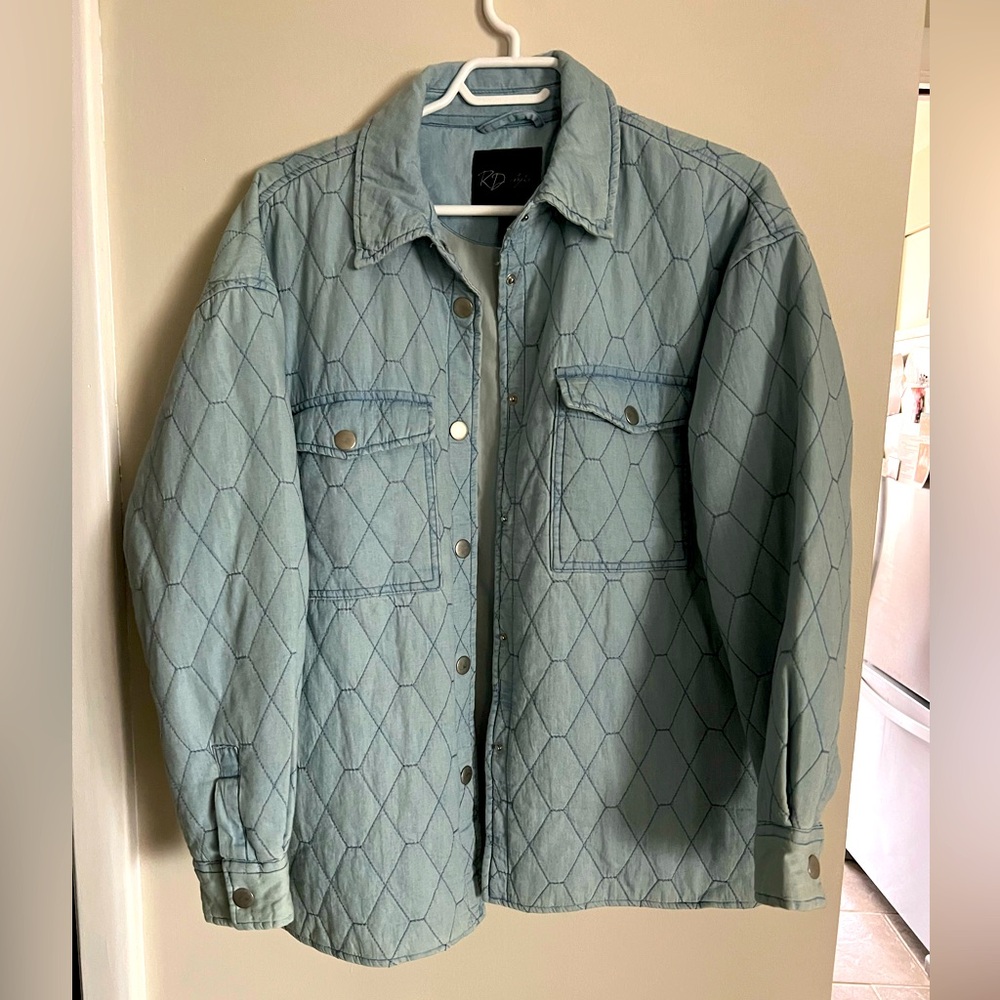 RD Style Light Blue Quilted Jean Jacket